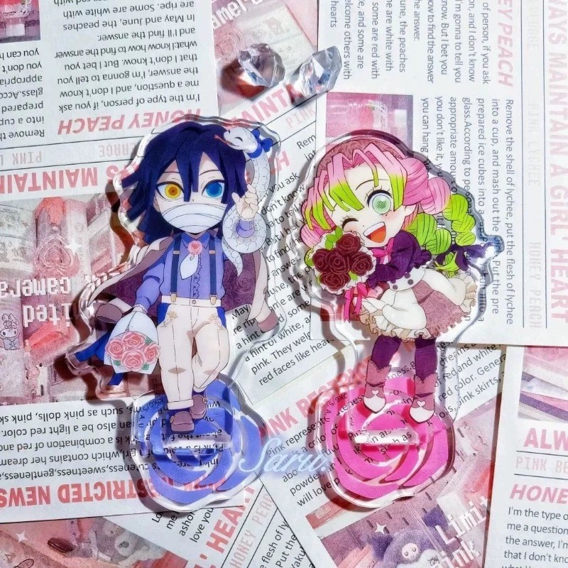 อะนิเมะยืน Iguro Obanai Kanroji Mitsuri เครื่องประดับเดสก์ท็อปสําหรับห้องคอลเลกชันเครื่องประดับอุปกร