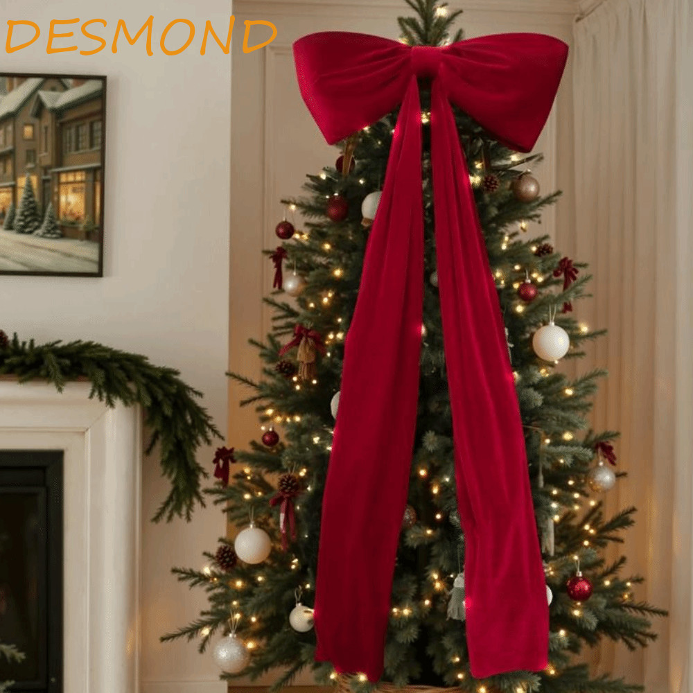 DESMOND Xmas Tree Topper Bows,ขนาดใหญ่พิเศษElegantขนาดใหญ่คริสต์มาสBowknot,สร้างสรรค์น่ารักซาตินสีแดง/สีขาวพวงหรีดคริสต์มาสโบว์ต้นไม้Topper Decor