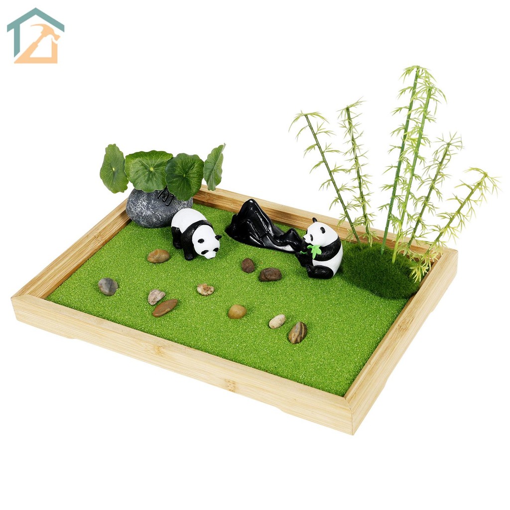 Panda Zen Gardens Rake Decor ผ่อนคลาย Mini Zen Garden Kit สําหรับโต๊ะทํางาน SHOPCYC2014