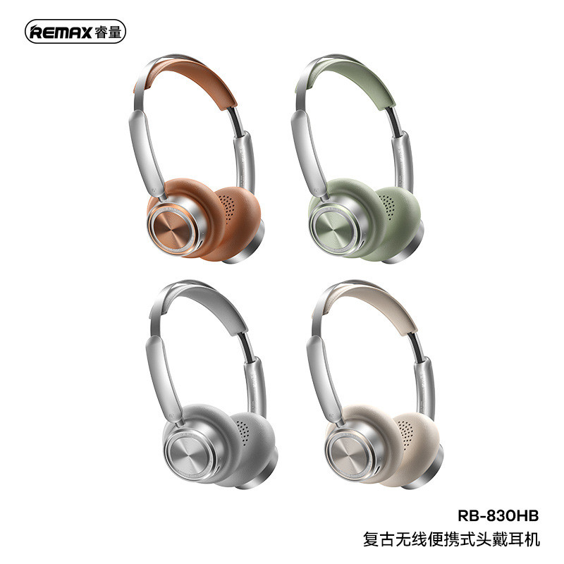 R REMAX Retro Wireless Noise-Cancelling Portable Wireless Headset ชุดหูฟังบลูทูธ Skin-Friendly Low-L