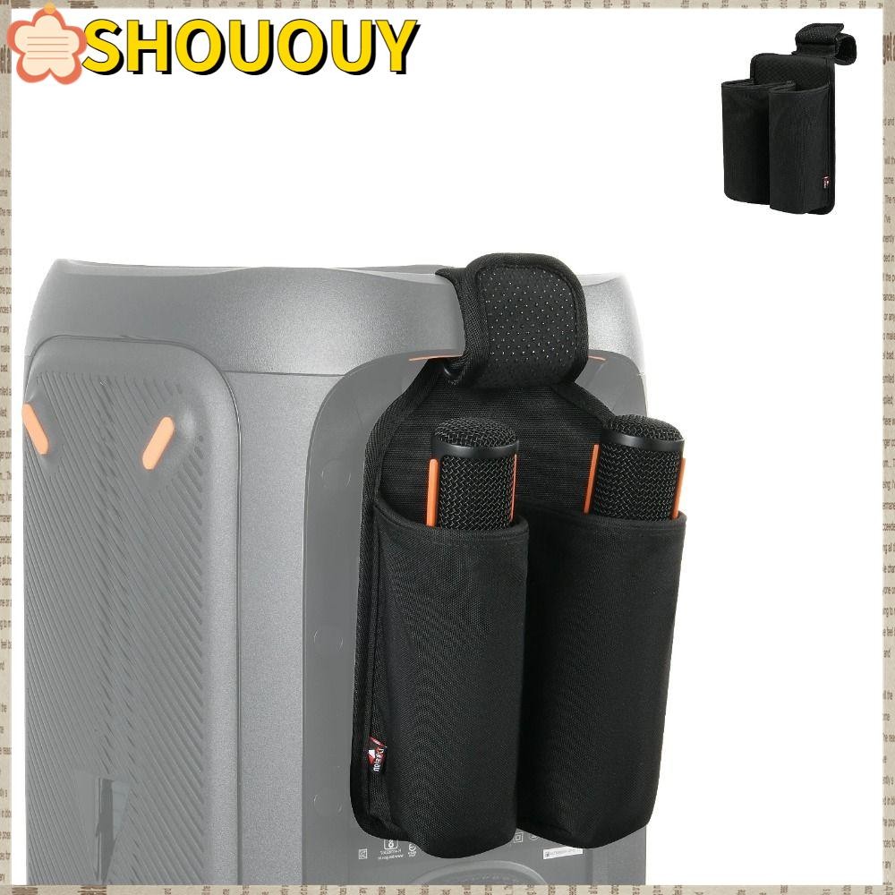 SHOUUY กระเป๋าเก็บไมโครโฟน ไนลอนลื่น สําหรับ Partybox มีช่องแขวน 2 ช่อง อุปกรณ์เสริมไมโครโฟนไร้สาย