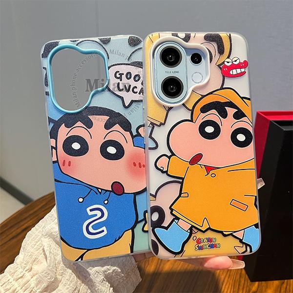 สำหรับ Vivo V60 V50 เคสโทรศัพท์มือถือลายการ์ตูนน่ารักชินจัง เคสเจลลี่สองในหนึ่งเดียว ฝาหลังกันกระแทกแบบฝ้า