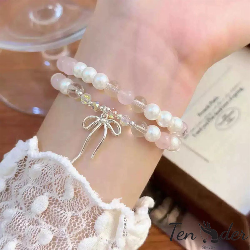 COD-ส่งเร็วจากไทย🎀โบว์ สองชั้น ลูกปัด สร้อยข้อมือ ผู้หญิง นางฟ้าสุดหวาน เรียบง่าย เพื่อนที่ดีที่สุด-Ten - รูปที่ 4