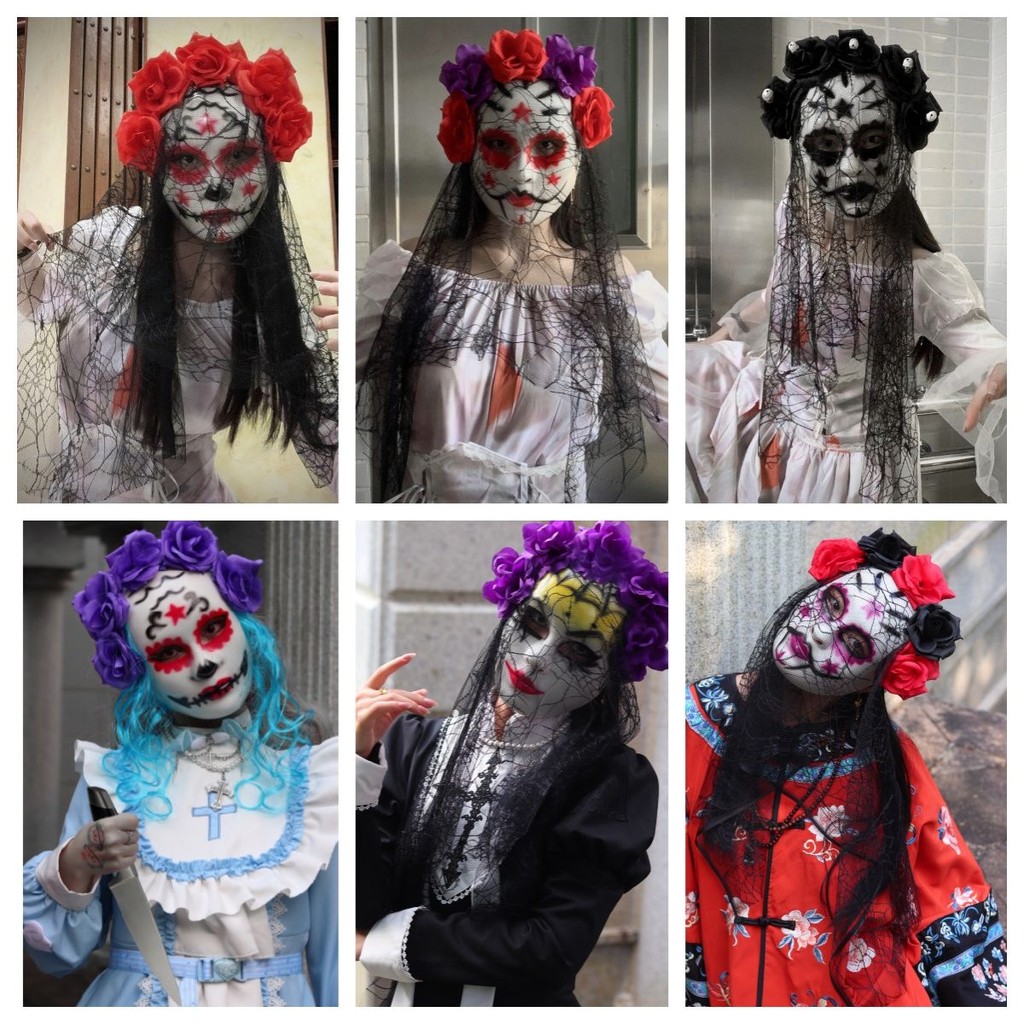 High-End หน้ากากฮาโลวีนเม็กซิกัน Dead แต่งหน้าตลก COS ตลก Secret Room Escape Props W9.30 H