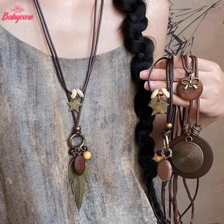BYCE>Vintage Bohoสร้อยคอโลหะสําหรับผู้หญิงโบราณยาวโซ่จี้Handmade Statementเครื่องประดับชั้นอุปกรณ์เสริมใหม่