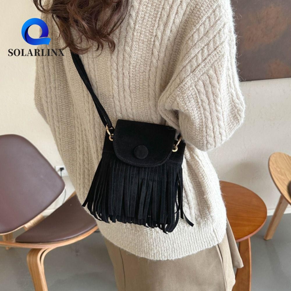 SOLARLINX Bohemian Fringd Crossbody Bag, Square Bag Retro Bohemian Shoulder Bag, Fashion Ethnic Styl