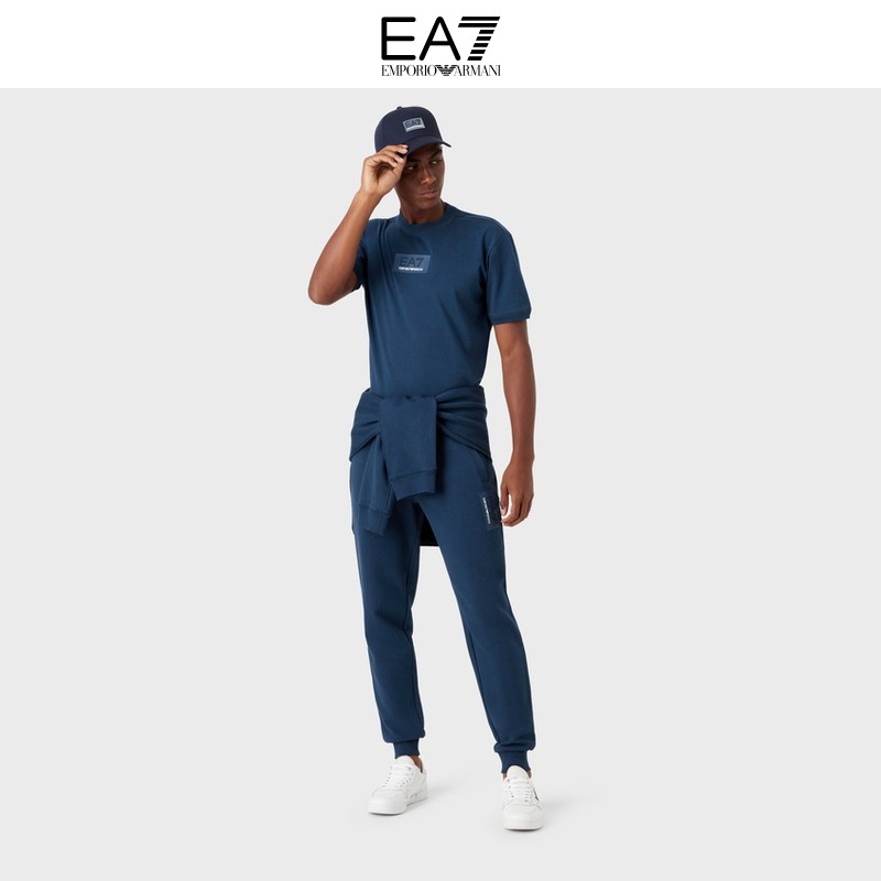 EMPORIO ARMANI ARMENI EA7 เสื้อยืดผู้ชาย แขนสั้น คอปก ผ้าฝ้าย สไตล์กีฬา