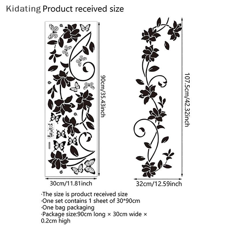 Kidating Floral Iris Vine Mirror Glass Sticker ตกแต่งบ้านห้องน้ํา Self-กาวสติ๊กเกอร์ติดผนังใหม่