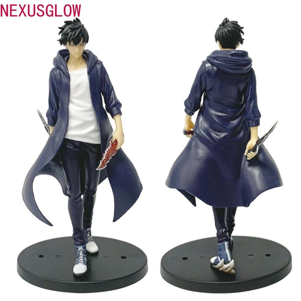 NEXUSGLOW Sung Jinwoo Action Figure, ยืนท่าทางเดสก์ท็อปเครื่องประดับ Solo Leveling Figure, อะนิเมะสิ