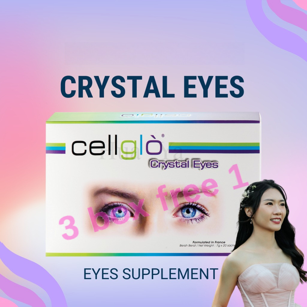buy 3 free 1 二维码 WITH BOX & QR CODE  Cellglo Crystal Eyes 水晶眼睛 20 sachets x 7g vitamin supplement EX