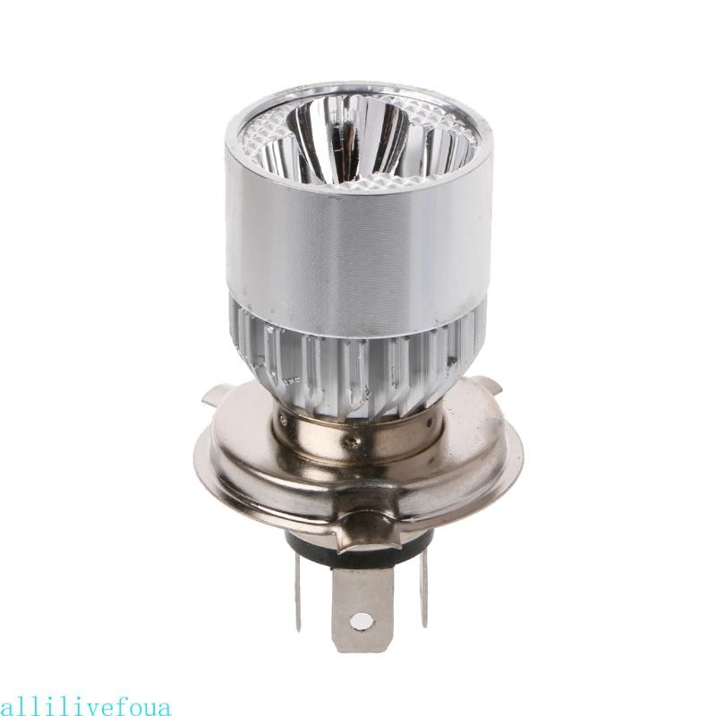 Allilivefoua ไฟหน้ารถจักรยานยนต์ 3 LED H4 หลอดไฟ Hi Lo Beam 12-80V LED ไฟหน้ารถมอเตอร์ไซด์