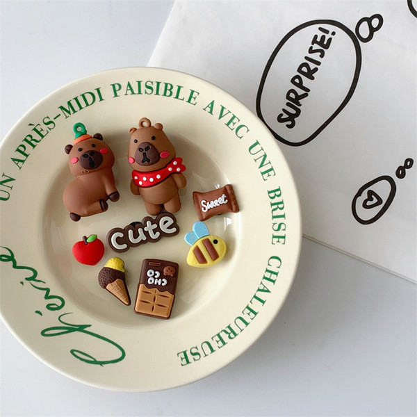 jibbitz อะคริลิค jibbitz Kapibara Hole รองเท้าอุปกรณ์เสริมน่ารักสามมิติ Capybara High-End รองเท้าดอก