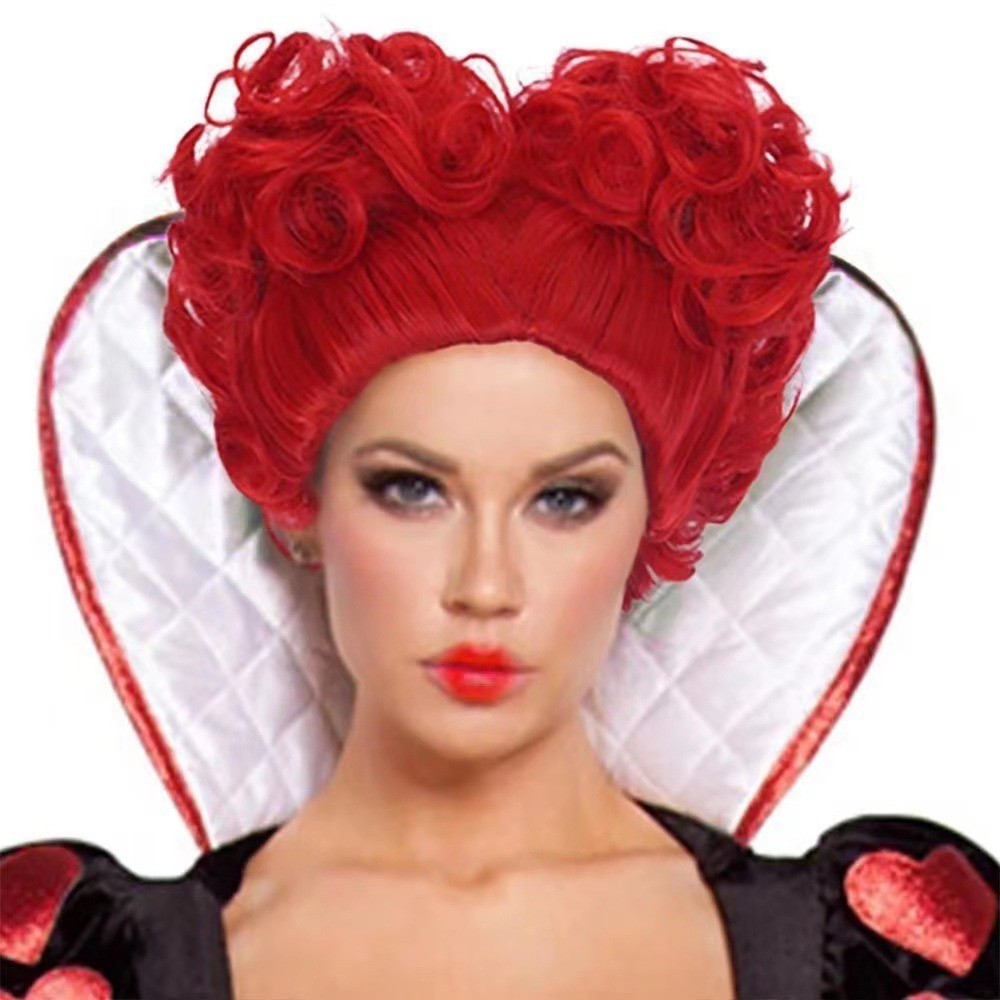 Alice in Wonderland 2 Adventure in the Mirror White Queen Red Pink Queen cos Wig#G10. 9ข #
