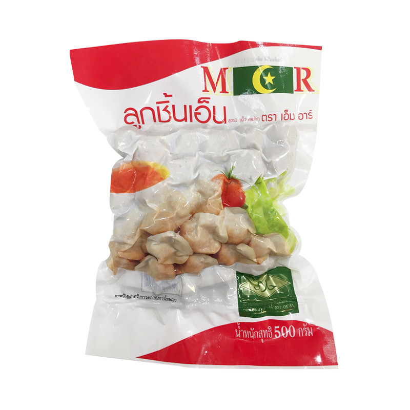 เอ็มอาร์ ลูกชิ้นเอ็นเนื้อผสมไก่ 500 กรัม (MR Meatball Tendon Beef & Chicken Mixed 500 g)