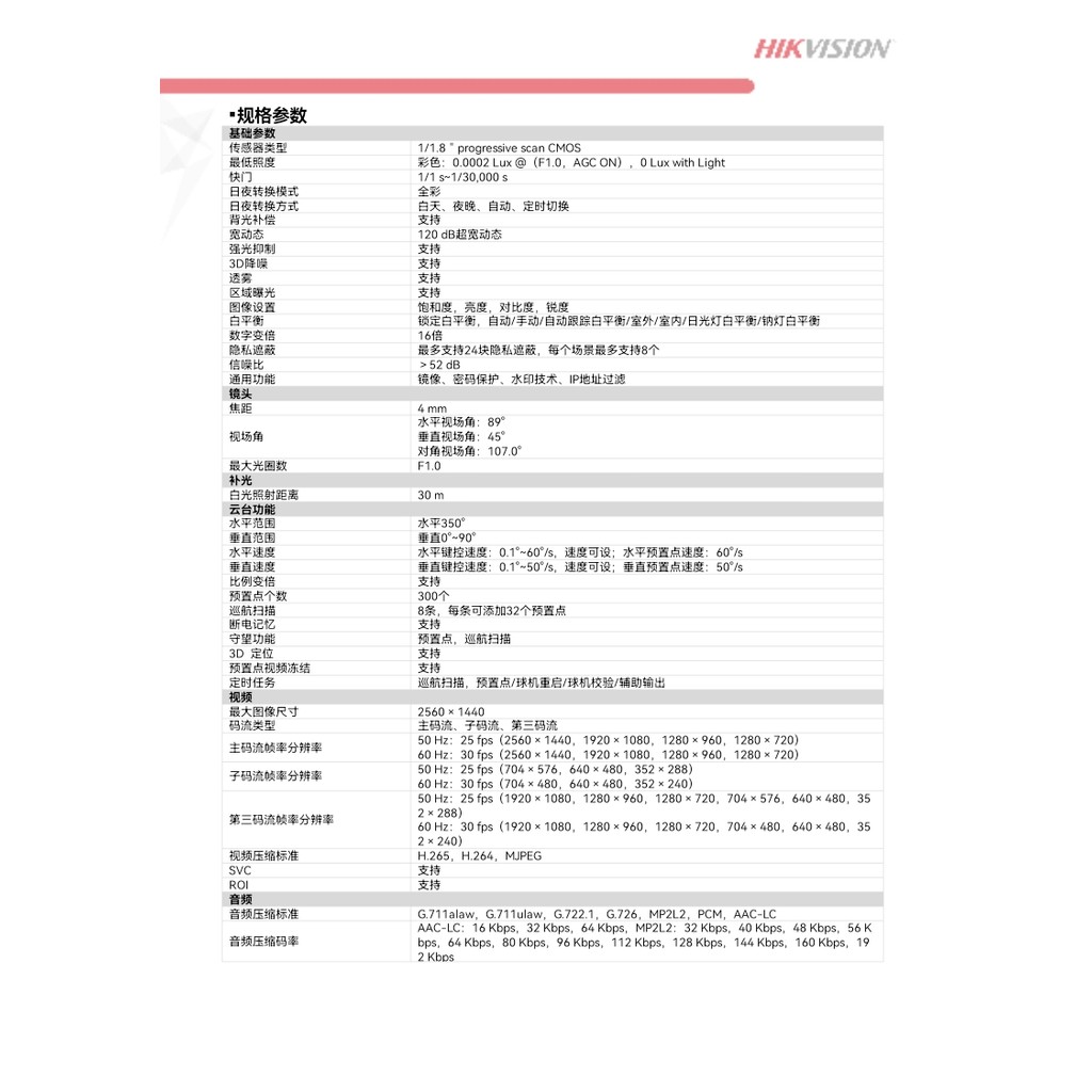 IDS-2DE3A40BX-D/GLT/XM (F1) (XM) (T5) Hikvision 10cm 4 ล้าน 4G Full Color PT