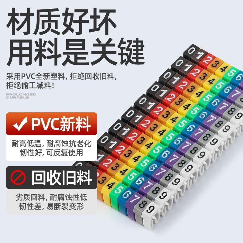 Snap-on Number Tube Number 0-9 สีเหลือง ตัวอักษร AZ Network Cable Mark Wire Mark Mark Mark Tube Labe