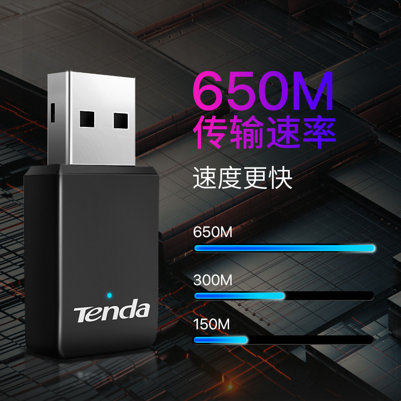 [จัดส่งตรง] Tengda แฮนด์ฟรี USB Dual-Band 650M การ์ดเครือข่ายไร้สายเดสก์ท็อปแล็ปท็อปตัวรับสัญญาณ WiF