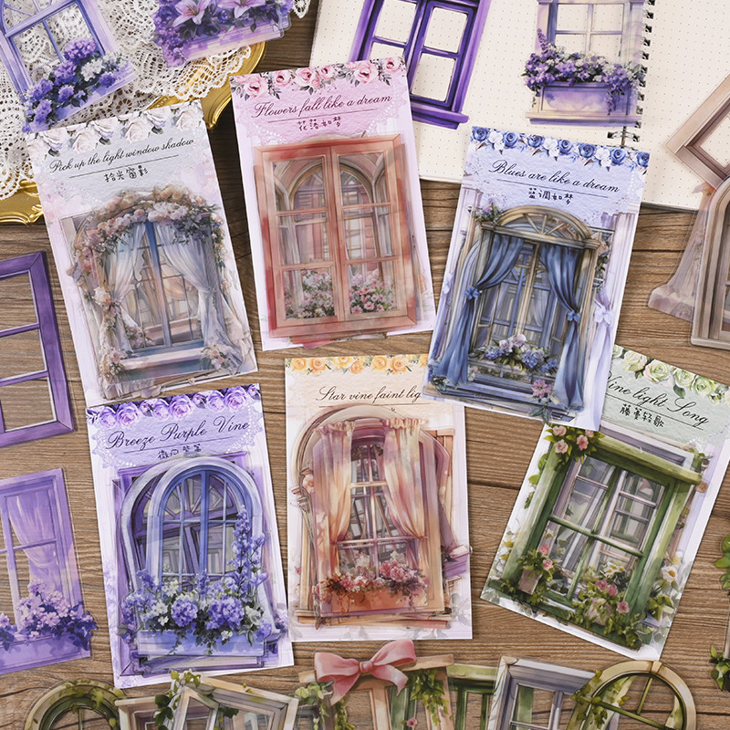10 ชิ้น Vintage Window Scenery Series สติกเกอร์ PET Journal Deco DIY สติกเกอร์