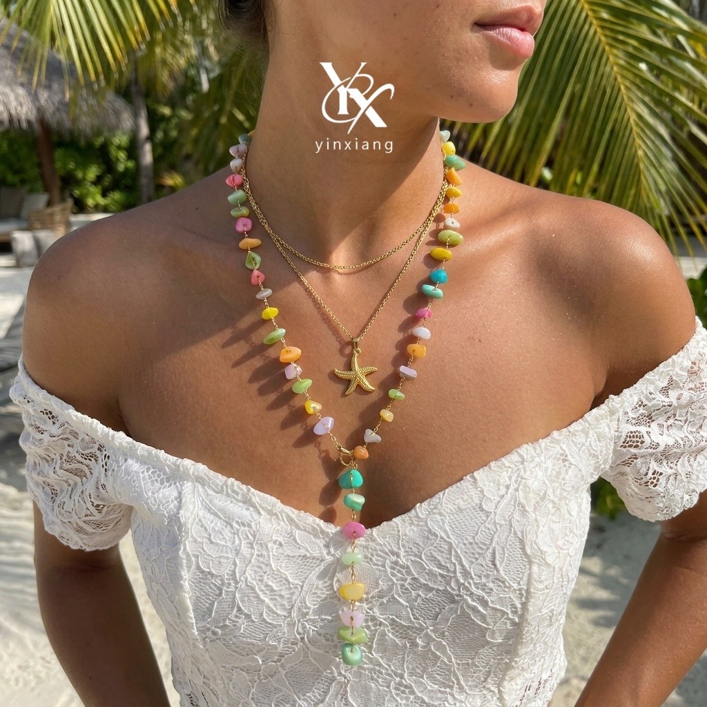 YX สแตนเลส Y2K Layered Choker สร้อยคอชุด 3 ชิ้น Hippie Retro Party อุปกรณ์เสริมของขวัญสําหรับสาววัยร