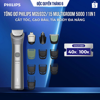 Tông đơ Philips MG5932/15 Multigroom 5000 11in1 cắt tóc, cạo râu, tỉa body đa năng