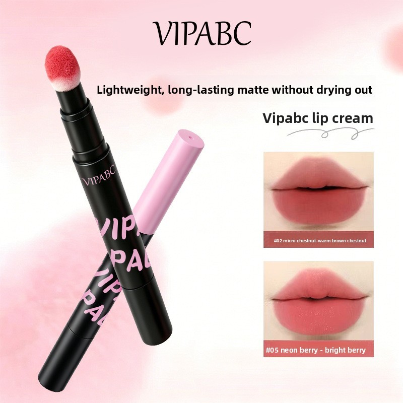 VIPABC คุชชั่นลิปครีม ลิปกลอสเนื้อแมตต์ เฉดสีนู้ดแมตต์ ให้ความชุ่มชื้นและติดทนนาน