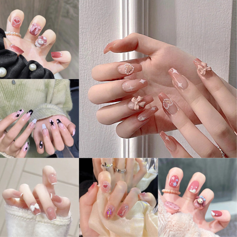 เล็บปลอม 3D เฉดสีชมพู พร้อมส่ง เข้ากับทุกลุค เบาไม่หนัก