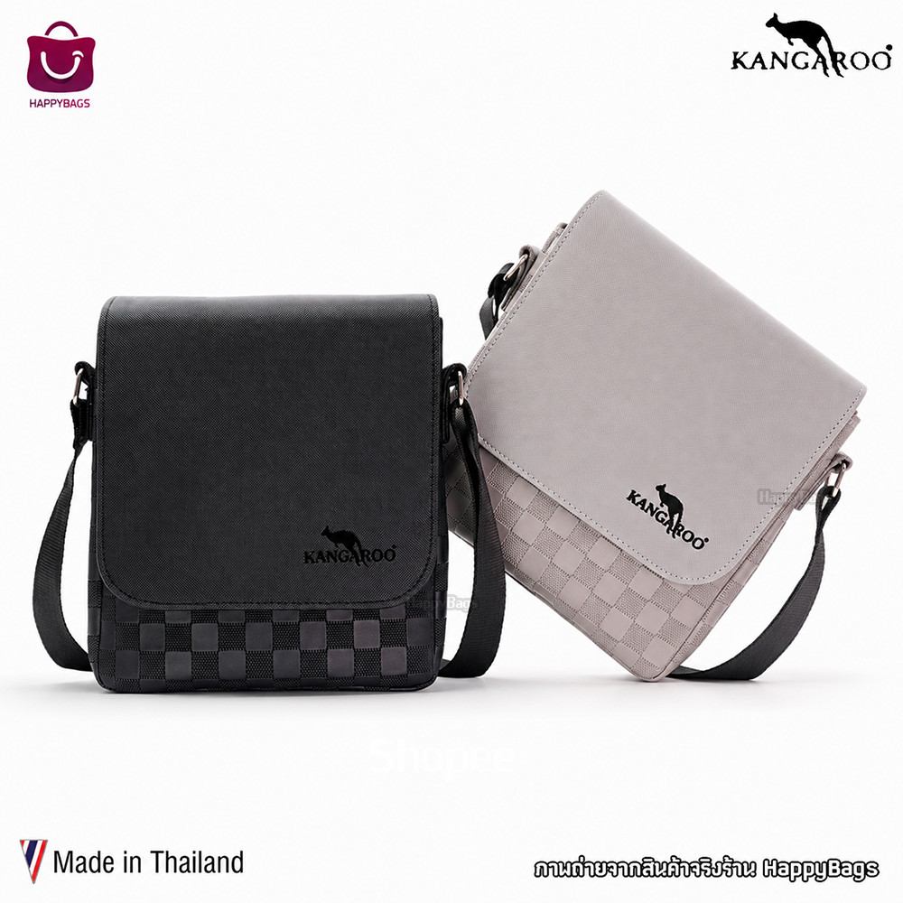 กระเป๋าสะพายข้างจิงโจ้ Kangaroo หนัง PU แฟชั่นลายตาราง ร้านไทย COD เก็บเงินปลายทาง