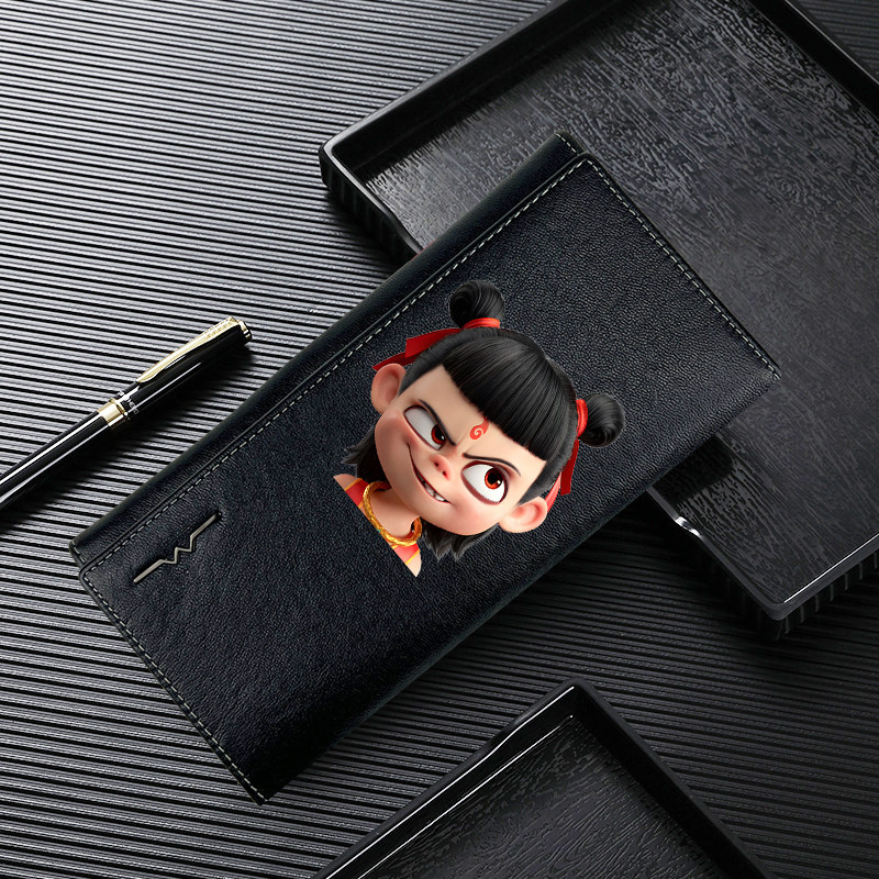 Nezha Sea กระเป๋าสตางค์ผู้ชายหนังยาวขนาดใหญ่-ความจุ Multi-Card Slot นุ่ม High-End อินเทรนด์ First La