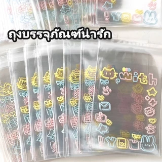 ถุงซีลเก็บการ์ดไอดอล 100ชิ้น ลายแมวน่ารัก โปร่งใส กันน้ำ กันฝุ่น กันรอย ซองใส่โฟโต้การ์ด การ์ดสะสม 8x10+3ซม