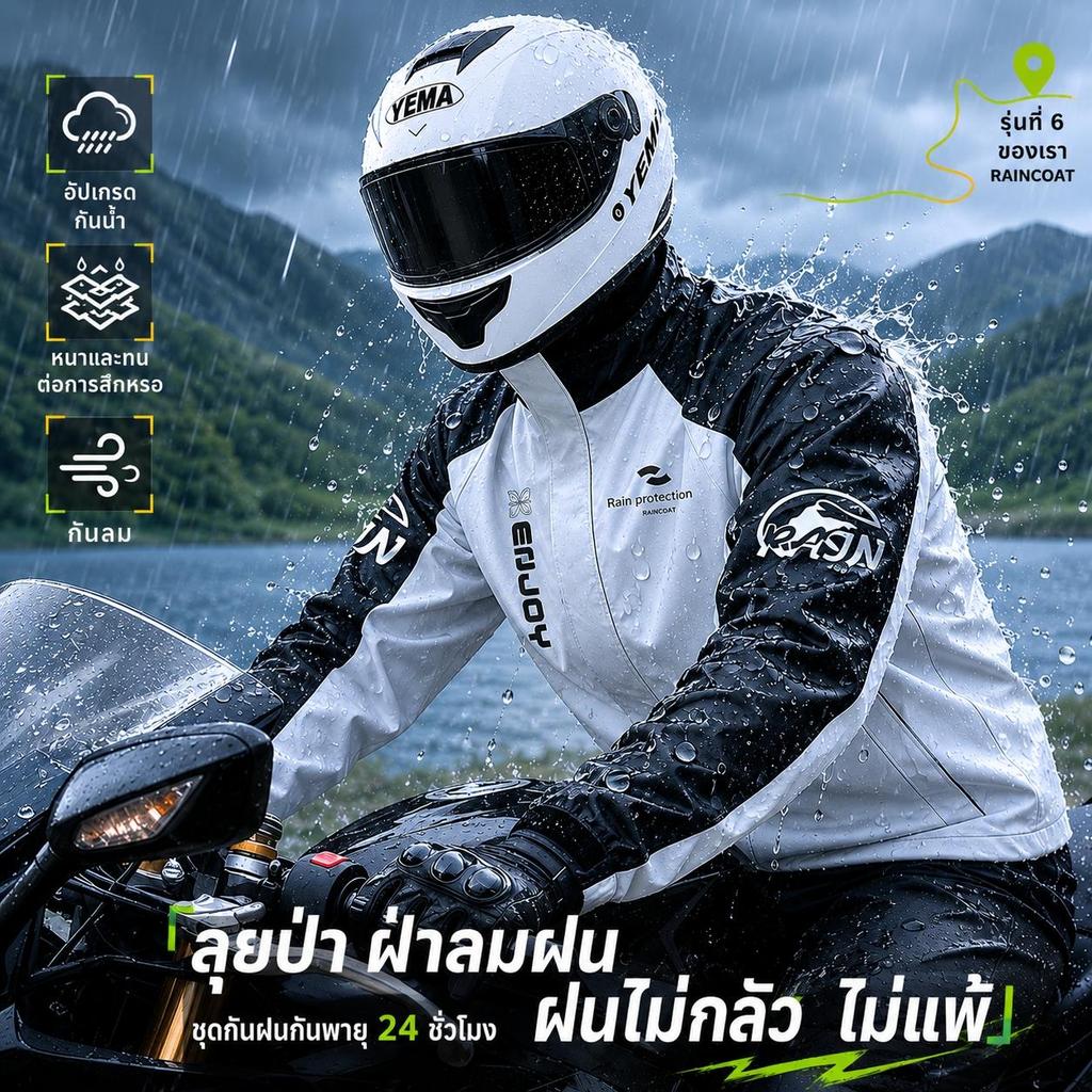 เสื้อกันฝนสำหรับปั่นจักรยาน เสื้อกันฝนสองชิ้นคุณภาพสูง ️ กันน้ำได้ 100% ไม่ต้องกังวลกับฝนตกหนัก