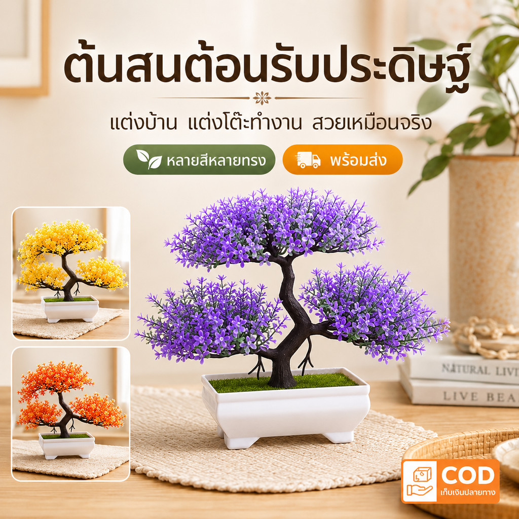 บอนไซต้นไม้ประดิษฐ์ ต้นสนปลอม สต็อกพร้อมส่ง รองรับ COD ตกแต่งบ้านและออฟฟิศ