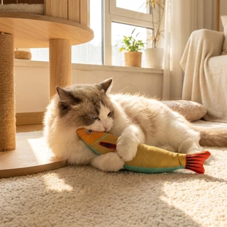 wen.W2 🐱ของเล่นแมวปลาเทียม แคตนิป ทนกัด เล่นเองได้ ลูกแมว ขบฟัน คลายเบื่อ ใช้พลังงาน🐟🐟