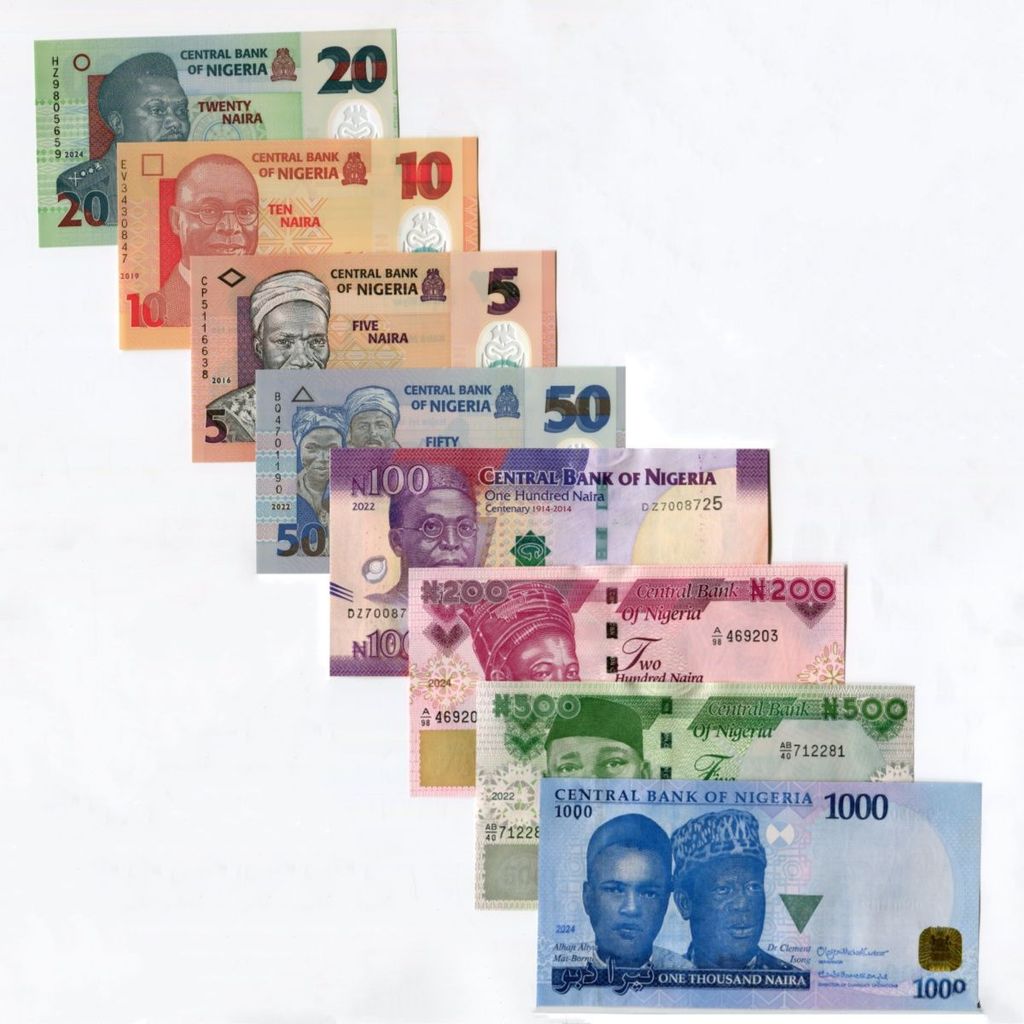 Africa-Nigeria 2022-24 ปี 8 เต็ม (5-1000 Naira) ยี่ห้อใหม่ UNC ธนบัตรต่างประเทศเหรียญคอลเลกชันธนบัตร