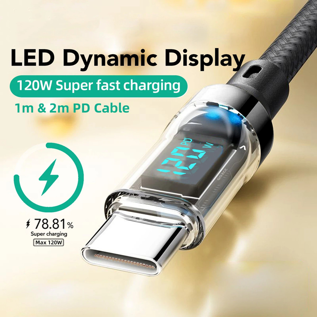 สายไฟ LCD วัตต์, สูงสุด 120W ชาร์จเร็วสุด USB Type C Cable Data Transfer, USB A ถึง Light-ING สําหรั