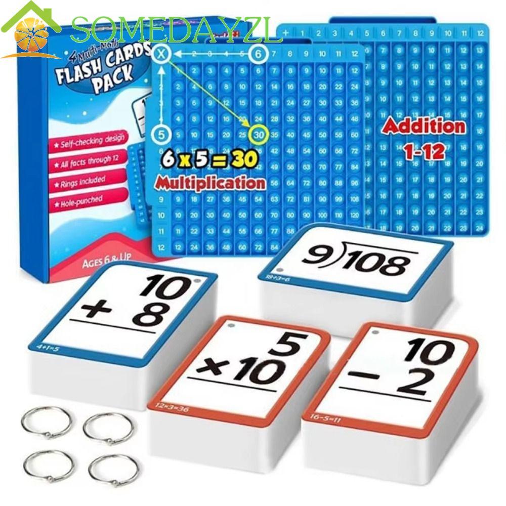 SOMEDAYZL Multiplication Flash Cards, Early Educational Math Board Fidget Toy, IQ Game Blocks แบบพกพ