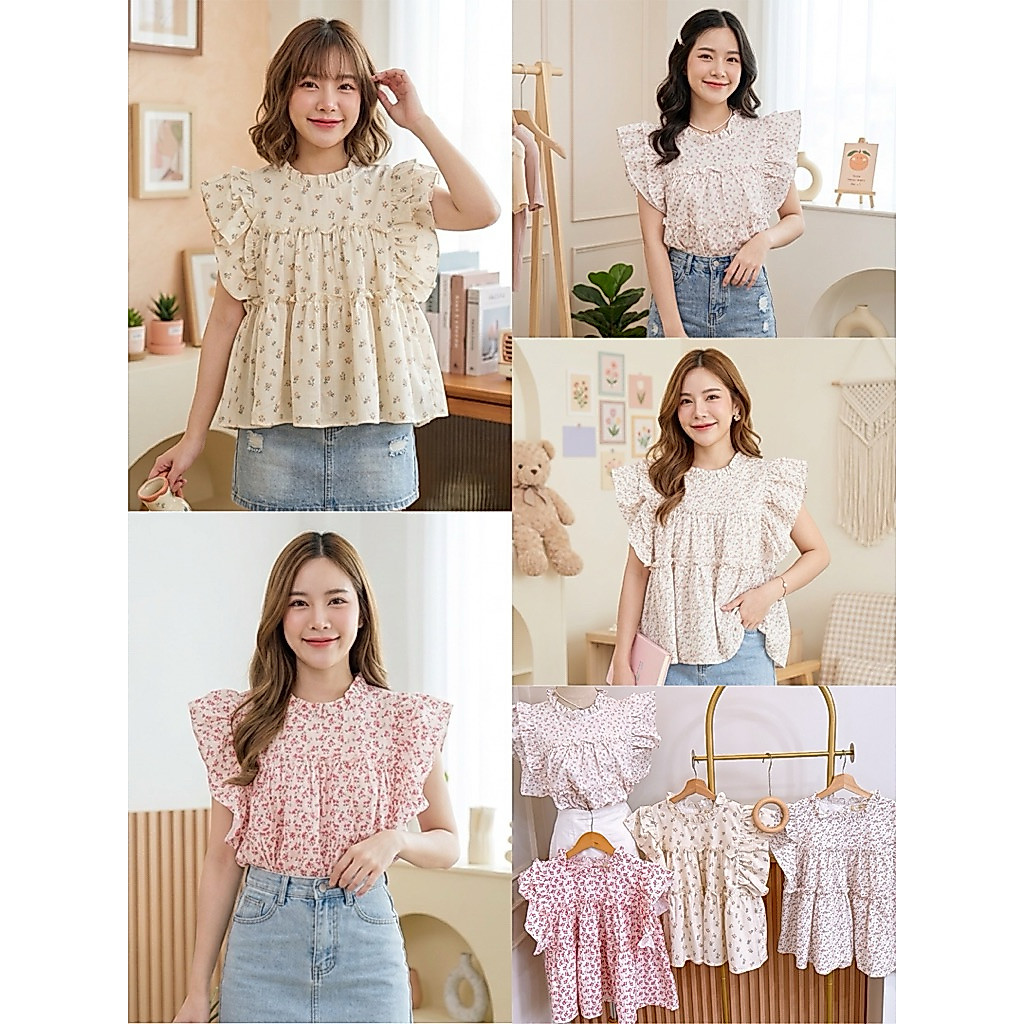 เสื้อแขนกุดแต่งระบายผ้าปักงานสวยมาก