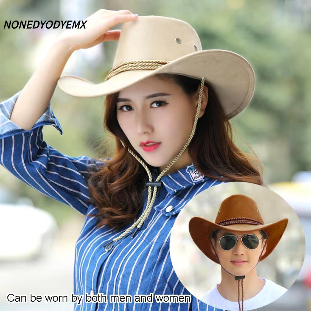 NONEDYOMX ผู้หญิงผู้ชายคอสเพลย์ Suede Jazz หมวก, Vintage Suede หมวกคาวบอย, สีทึบ Beanies เครื่องแต่ง