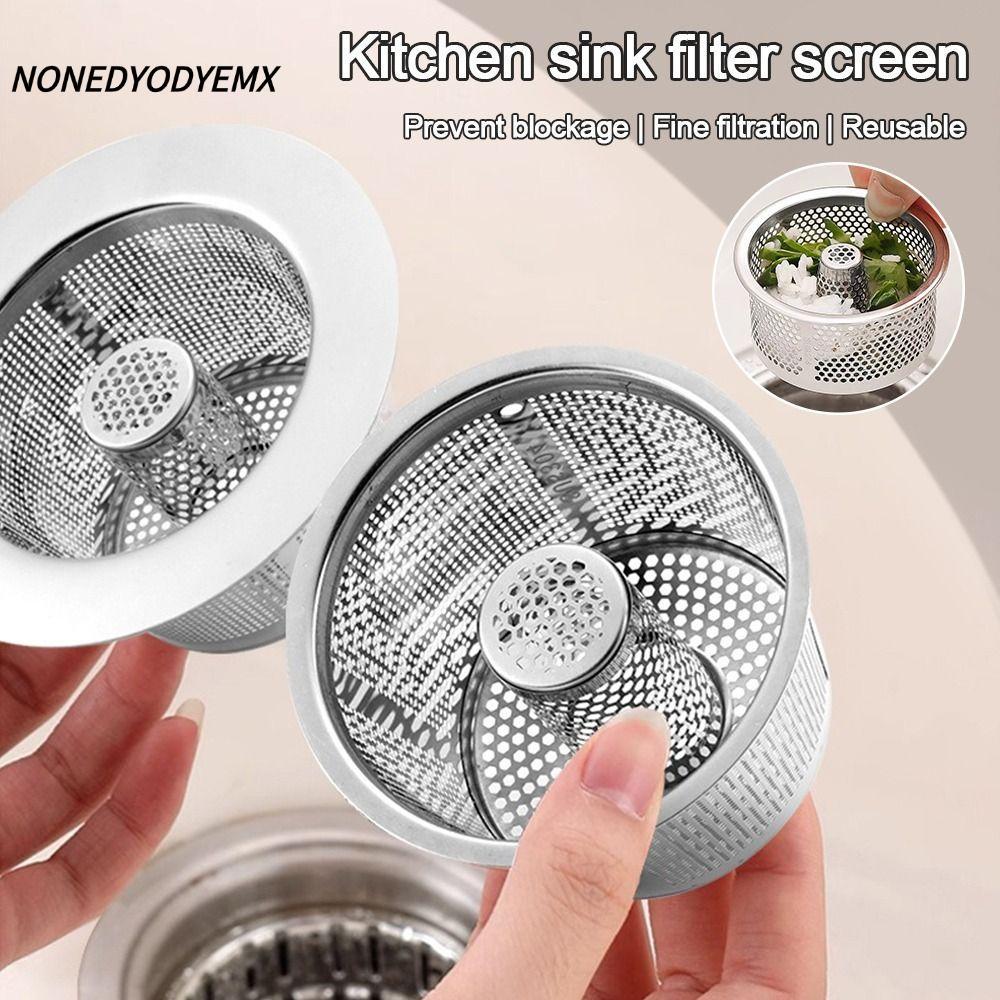 NONDYOMX ท่อระบายน้ําตาข่าย, สแตนเลส Anti-blocking อ่างล้างจานกรอง, ทนทานทรงกลม Hair Catcher ชั้นขยะกรองห้องครัวห้องน้ําอุปกรณ์เสริม