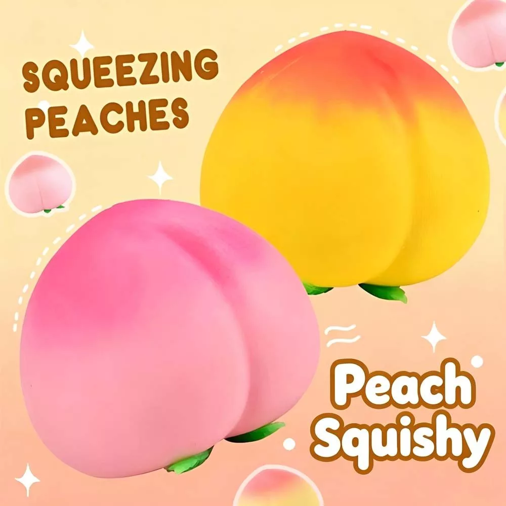 พีช Squishy Ibloom จําลองผลไม้ที่สมจริงของเล่นบีบความเครียดบรรเทา Fidget ของเล่นสําหรับเด็ก