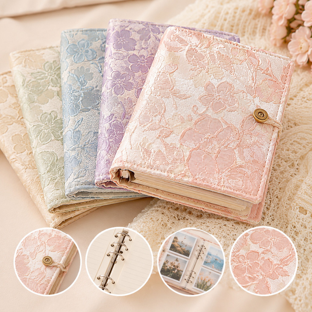 สีชมพูผ้าหลวมใบเติมโน๊ตบุ๊ค – น่ารัก ก5 ก6 เครื่องผูก บันทึกพร้อมที่ใส่ปากกา, ของขวัญเครื่องเขียนสําหรับโรงเรียนสํา