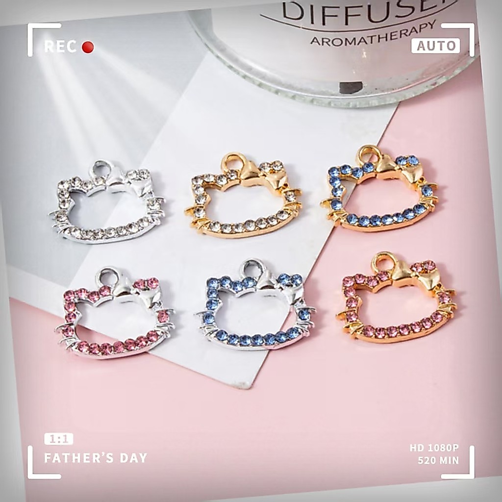10 ชิ้น หินเรนเจอร์หัวแมวสไตล์ Hello Kitty แหวนข้อมือสร้อยคอสร้อยข้อมือเข็มหมี่สร้อยกุญแจอุปกรณ์เสริมทำเครื่องประดับ