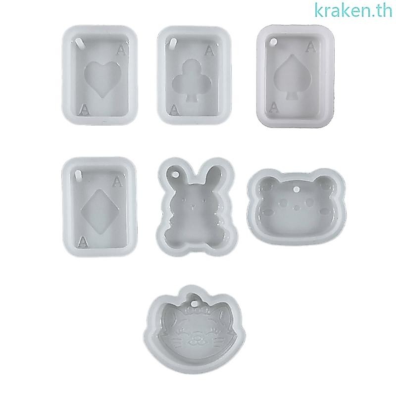 Kra ซิลิโคนเรซิ่น Moulds หลุมรูปร่างที่แตกต่างกันเรซิ่นหล่อแม่พิมพ์ป้ายแม่พิมพ์หัตถกรรมแม่พิมพ์สําหรับ DIY Hand-Making Pend