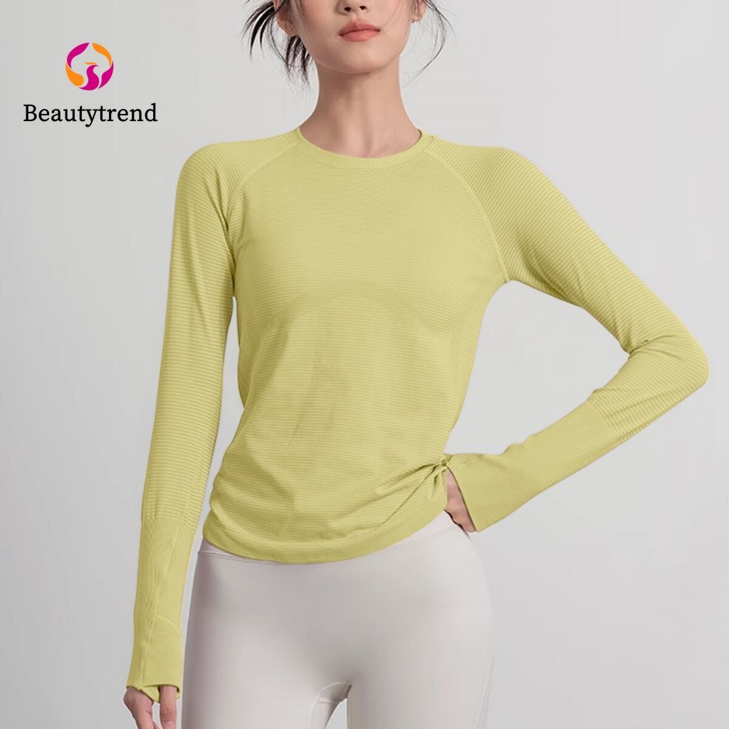 【Beautytrend】Sports เสื้อยืดแห้งเร็ว แขนยาว คอกลม น้ำหนักเบามาก เหมาะสำหรับการออกกำลังกายและสวมใส่วันต่อวัน
