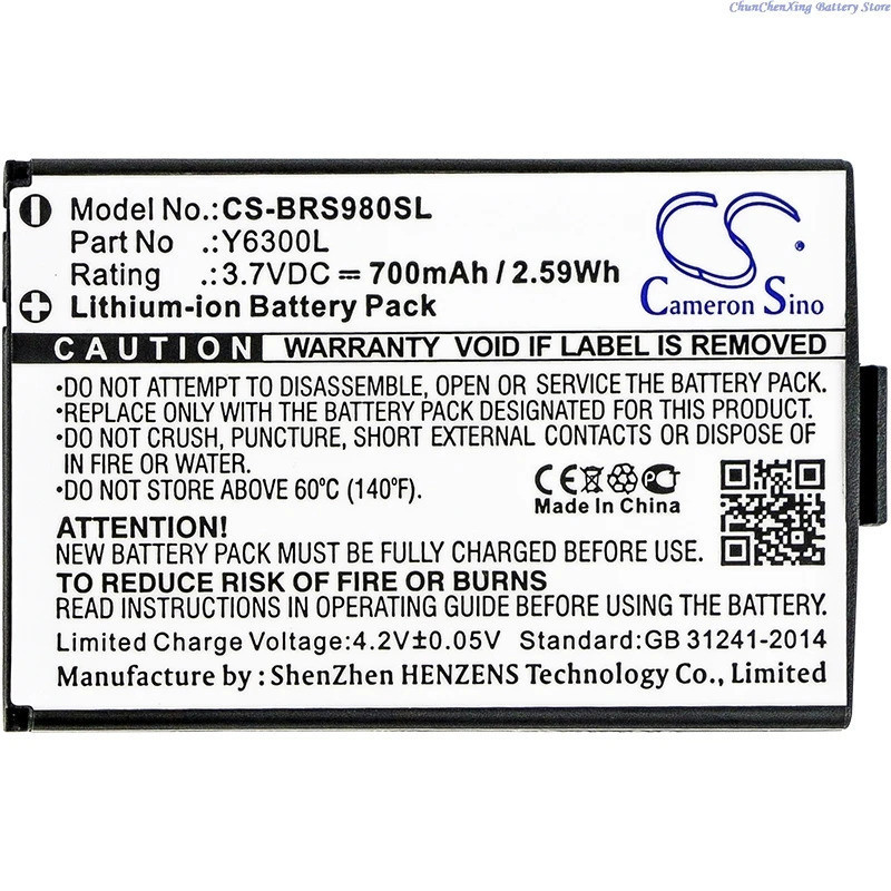 Cameron Sino 700mAh ชุดหูฟังไร้สายแบตเตอรี่ Y6300L สําหรับ Blinc G2, ONEAL, RF710, RF-730, RS-980, R