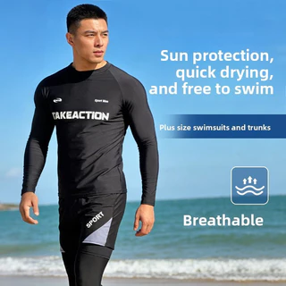 Oversize Men Summer Relaxed Fit Fast-Drying Plus Size Casual Swim Top & Shorts Set
