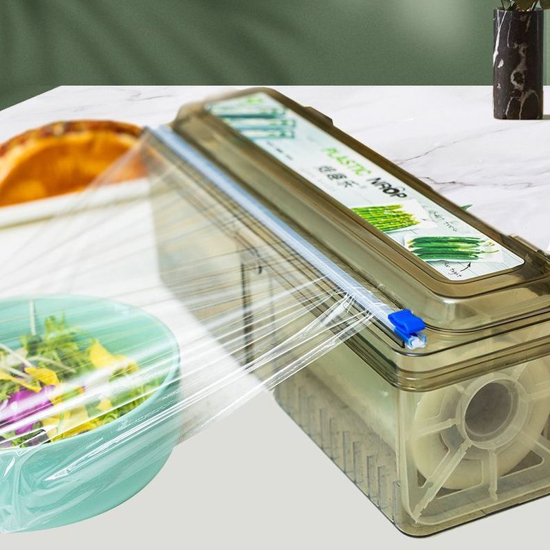 保鲜膜切割器厨房pe食品级家用大卷一次切割多功能收纳超市加厚*Plastic wrap food grade cutter, kitchen economical large roll box, he
