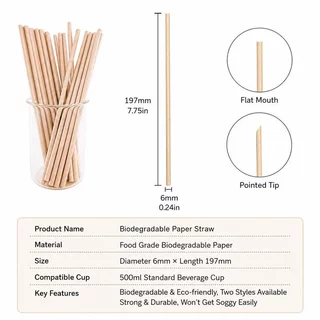 เก็บปลายทาง！หลอดดูด หลอดฟางข้าว ขนาด19.5CM มี2รุ่น 100ชิ้น/ชุด วัสดุธรรมชาติรักษ์โลก ย่อยสลายได้ ใช้แล้วทิ้ง