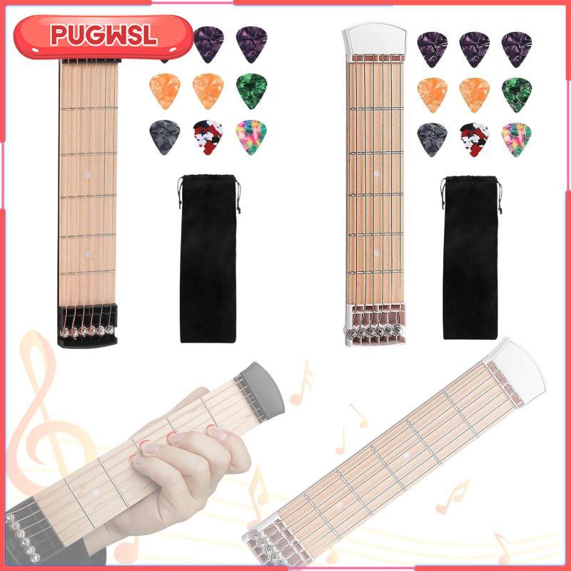 [pugwsl] Pocket Guitar Chord Trainer Six Fret Fingerboard อุปกรณ์ดนตรีแบบพกพาสําหรับผู้เริ่มต้นผู้ใหญ่การเรียนรู้การเดินทาง