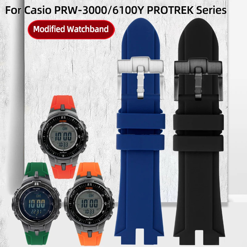 สายนาฬิกาดัดแปลงสําหรับ Casio PRW-3000 PRW3000/3100/6000/6100Y PROTREK Series กีฬากลางแจ้งสายยางซิลิ