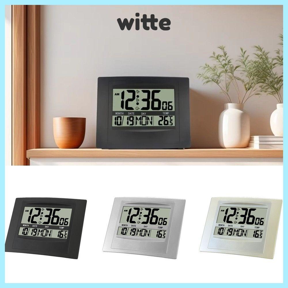 นาฬิกาปลุก LCD WITTE, จอแสดงผล TEMP วันที่แสดงนาฬิกาแขวนดิจิตอล, 12/24H Format จอแสดงผลขนาดใหญ่ 2 นาฬิกาปลุกสัปดาห์ตั้งโต๊ะข้างเตียงใช้ Wall Mount Table Top